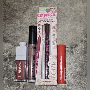 Lip Bundle- Brownish Nude Tones- Tinted Lip Oil & Gloss, Lipliner, Balm Lipstick